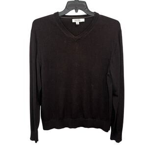 Calvin Klein Mens 100% Extra Fine Italian Merino Wool Sweater | Black | Large